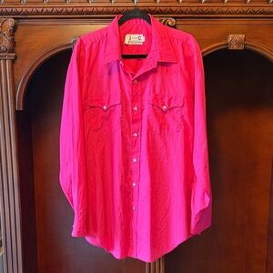 Hot Pink pearl snap by H bar C. Size 17 1/2 35